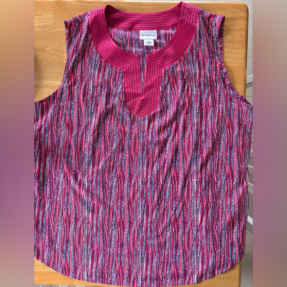 Liz Claiborne Pink and Blue Patterned Blouse